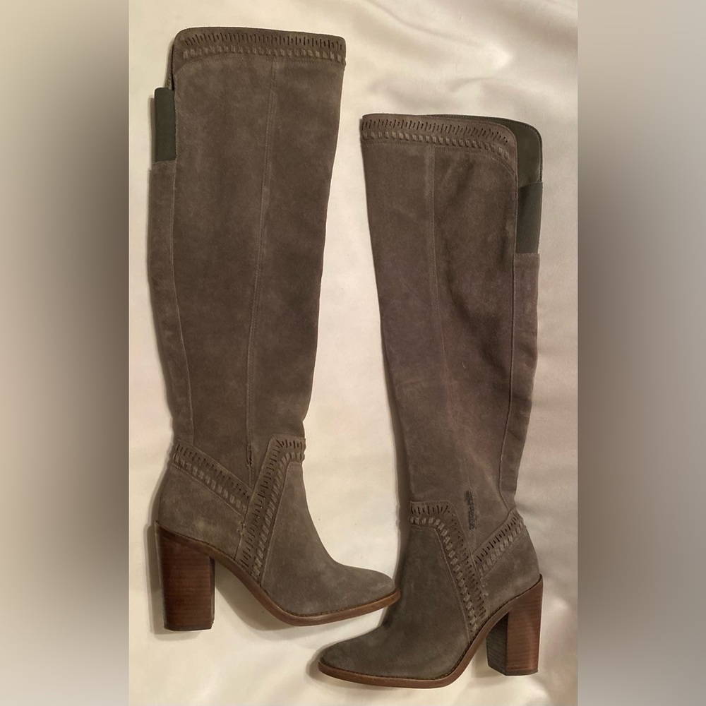 Vince Camuto Madolee Over the Knee Leather Boots Gray size 7 Beautiful